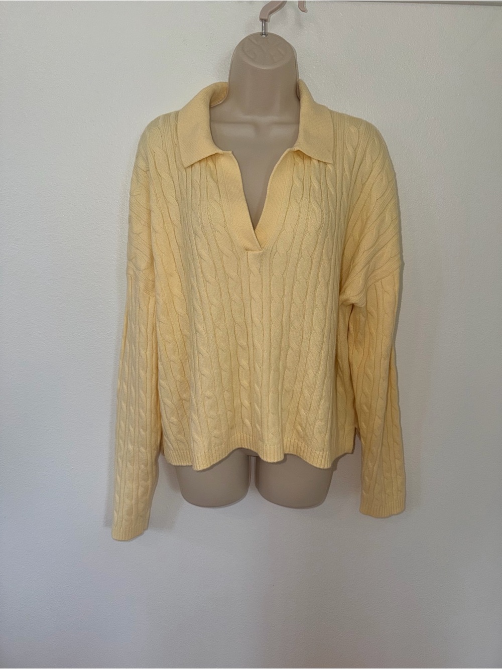 Collared Cable-Knit Sweater - Butter Yellow
